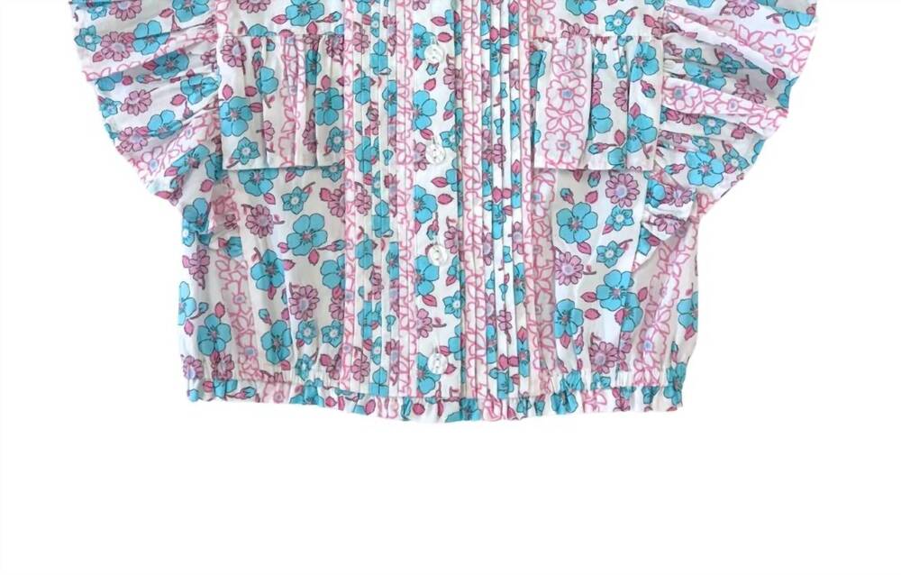 NEW BISBY girl's annie top in light blue/pink